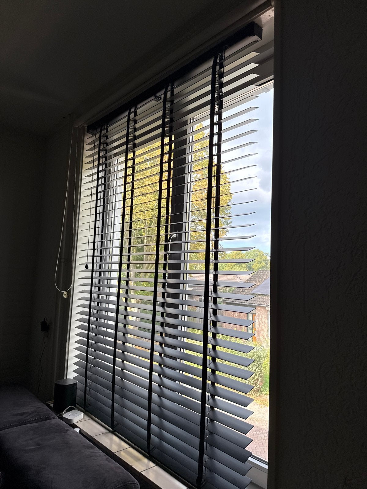 3x KARWEI Houten Jaloezieën 50mm Matzwart 140x180 cm, Ophalen, Jaloezie, Zwart, Zo goed als nieuw