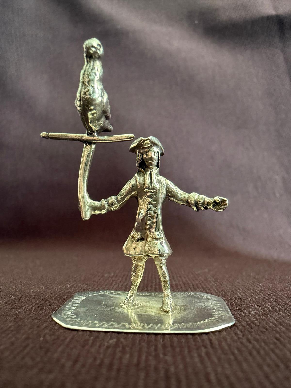 Zilveren miniatuur “valkenier”, J. Borduur, Amsterdam, 1737, Ophalen of Verzenden