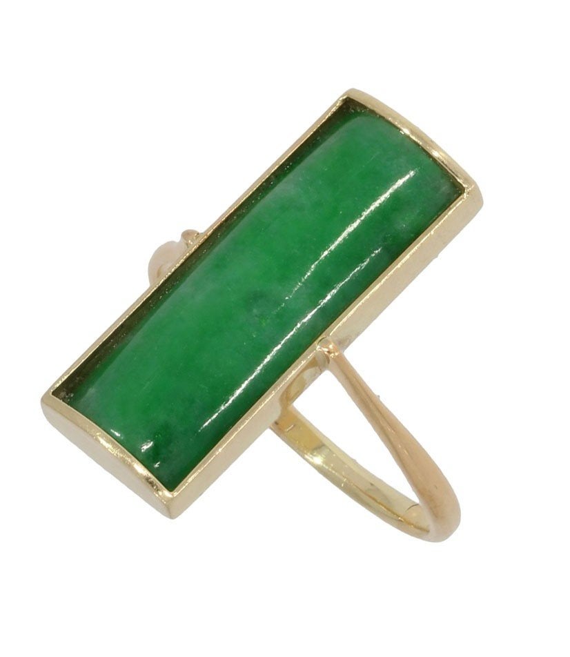 Jade donkergroene 14k gouden fraaie dames ring vintage, Voordeelsieraden, Verzenden, 19 tot 20, Zo goed als nieuw