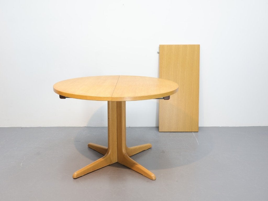 Vintage eiken eettafel rond verlengbaar naar ovaal, Ophalen, Gebruikt, 100 tot 150 cm, 200 cm of meer