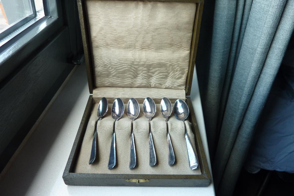 verzilverde lepeltjes in doosje, Ophalen of Verzenden
