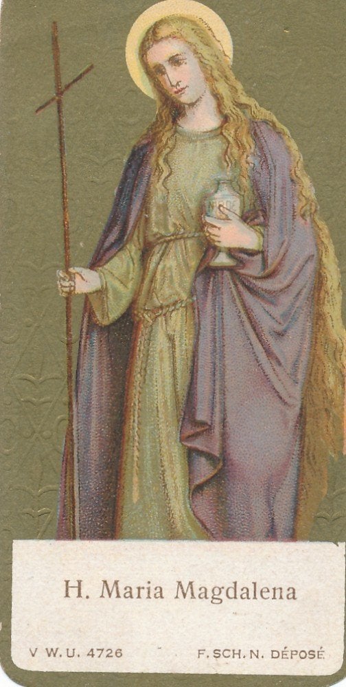 Mooi ouder prentje Maria Magdalena - 1930, Ophalen of Verzenden, Zo goed als nieuw, Kaart of Prent, Christendom | Katholiek
