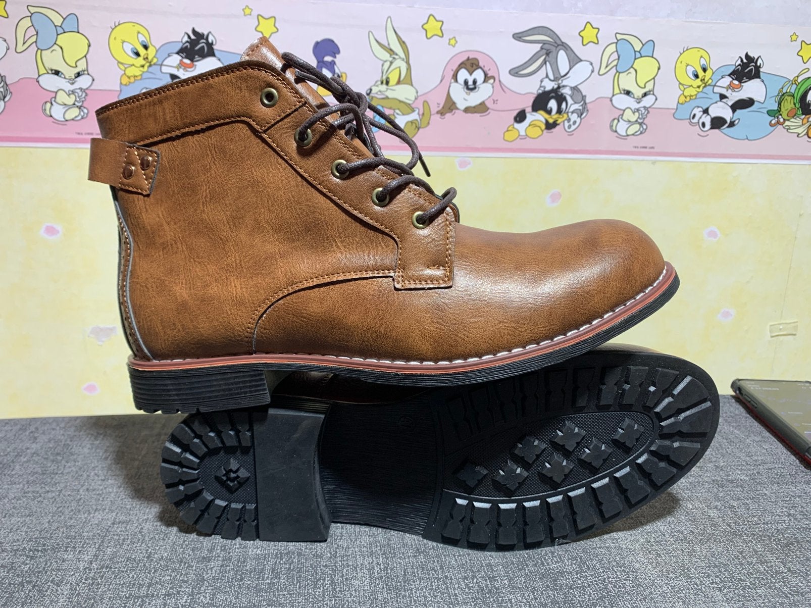 Nieuwe koel lederen boots schoenen maat 45, Bruin, Boots, Nieuw, Ophalen of Verzenden
