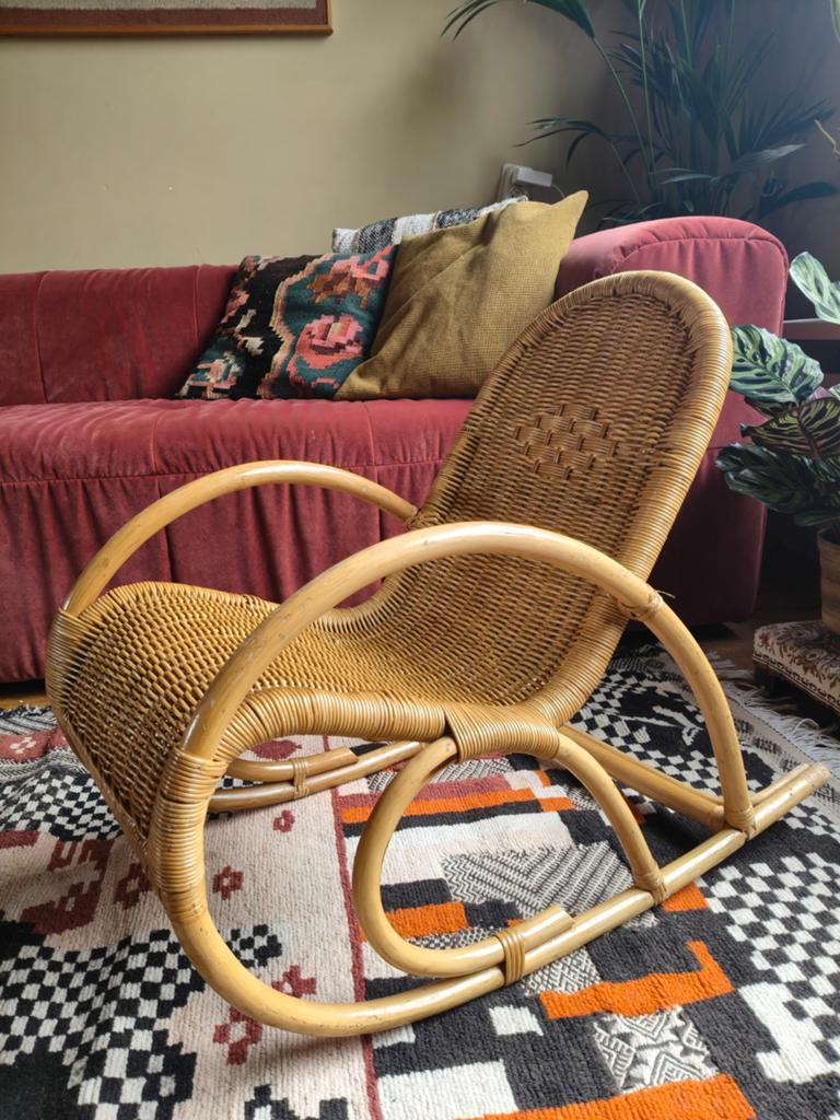 Vintage rotan schommelstoel voor kinderen, Ophalen, Gebruikt, Stoel(en)