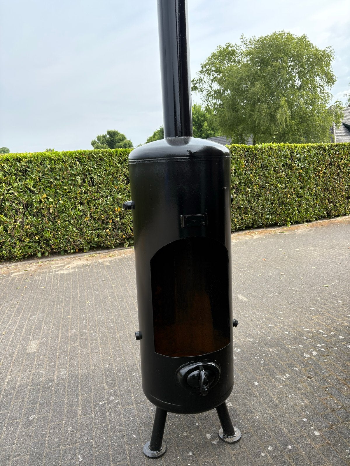 Robuuste Zwarte Terraskachel voor Buiten, Ophalen of Verzenden, Zo goed als nieuw