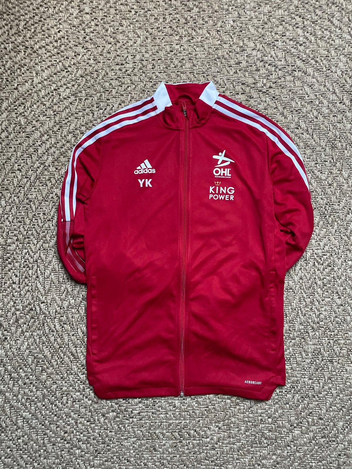 Adidas OHL Voetbal Trainingsjack Rood Maat M YK, Kleding | Heren, Zo goed als nieuw, Voetbal, Rood, Verzenden