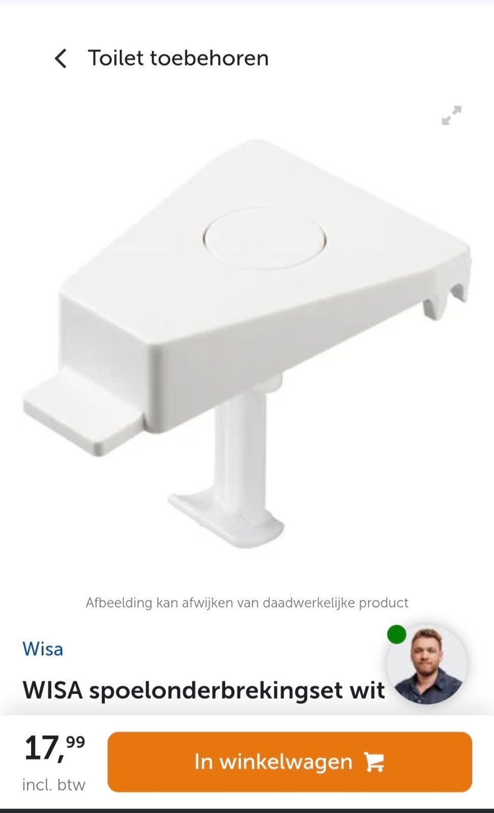 WISA Spoelknop voor stortbak oud type - Wit, Ophalen of Verzenden, Toilet