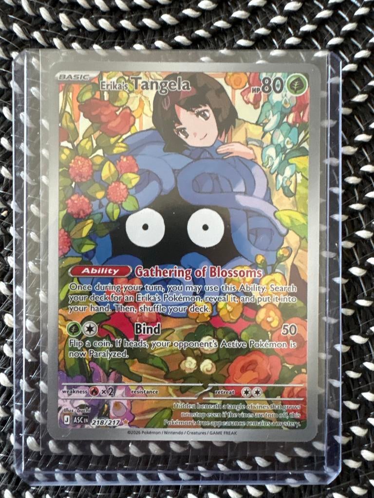 Erika's Tangela 218/217 Pokemon kaart - Zo goed als nieuw, Ophalen, Zo goed als nieuw, Losse kaart