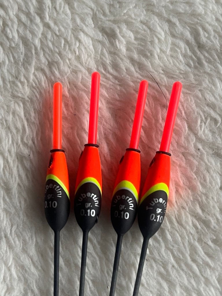adv 53 / NIEUW set 4 inline dobbers TUBERTINI 0,10gr, Ophalen of Verzenden, Nieuw, Dobber of Lood