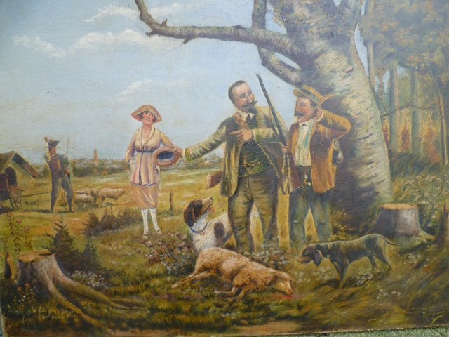 Antieke landschap schilderen, zonder lijsten., Ophalen of Verzenden, Handgeschilderd, Landschap, Doek