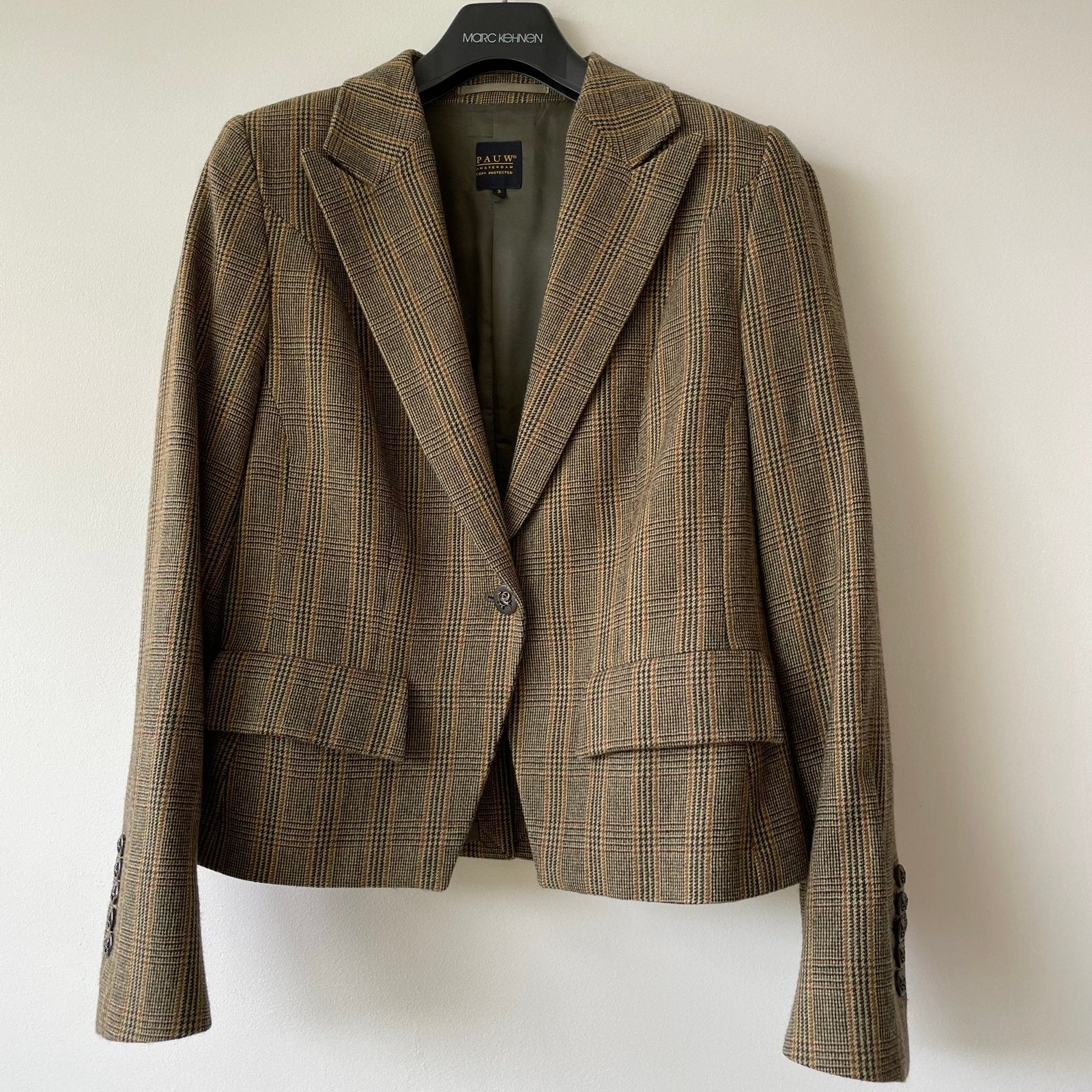 Pauw Blazer 3/40/L Wol Geruit Bruin Zo Goed Als Nieuw, Kleding | Dames, Maat 38/40 (M), Bruin, Ophalen of Verzenden, Zo goed als nieuw