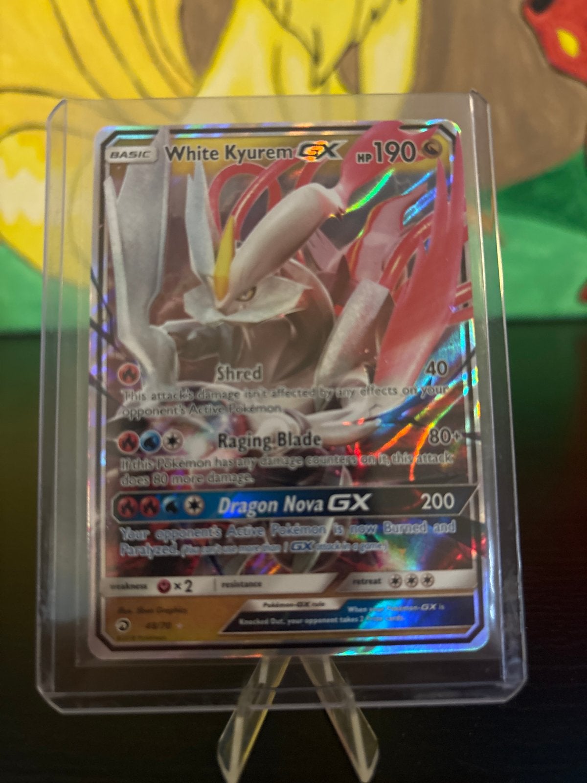 Dragon Malesty - White Kyurem GX Pokémon Kaart, Ophalen of Verzenden, Zo goed als nieuw, Losse kaart, Foil