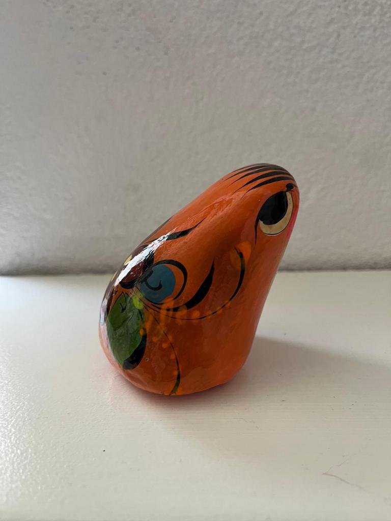 Kikker keramiek oranje met bloemdecoratie, Antiek en Kunst, Antiek | Keramiek en Aardewerk, Verzenden