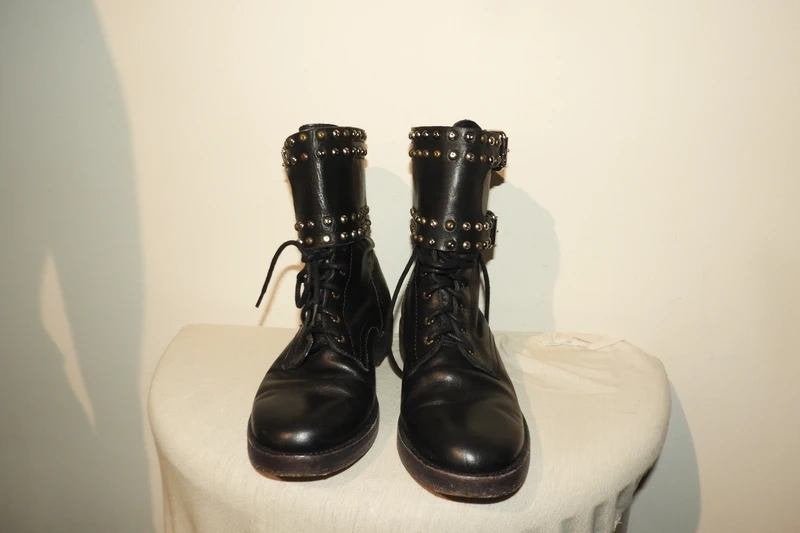 Isabel Marant leren laarzen veters band studs Nette staat 38, Isabel Marant, Verzenden, Zwart, Lage of Enkellaarzen