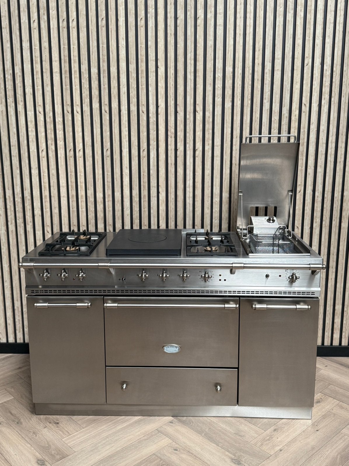 Lacanche Gas Inox 150cm + Hete Lucht + Warmhoudkast, Witgoed en Apparatuur, Fornuizen, Hete lucht, 60 cm of meer, Ophalen of Verzenden