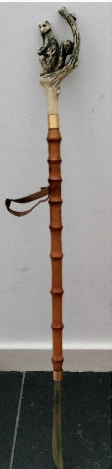 Schoenlepel,faux bamboe schacht,Eekhoorn,hout gesneden, Ophalen of Verzenden