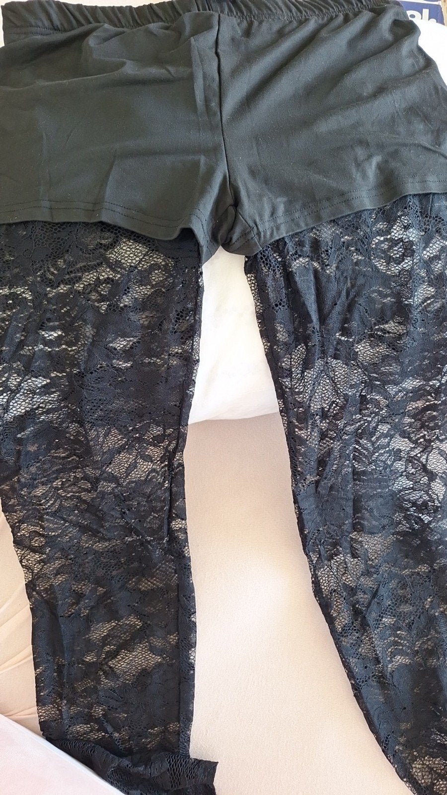 Zwarte kanten legging xl, Legging, Zwart, Overige maten, Ophalen of Verzenden