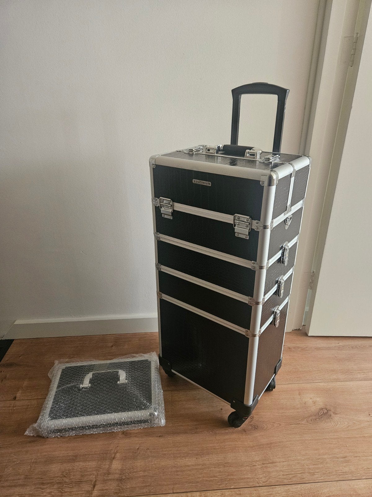 Professionele Make-up Koffer op Wielen - Zwart, Sieraden, Tassen en Uiterlijk, Beautycases, Ophalen, Zwart, Nieuw, Met slot