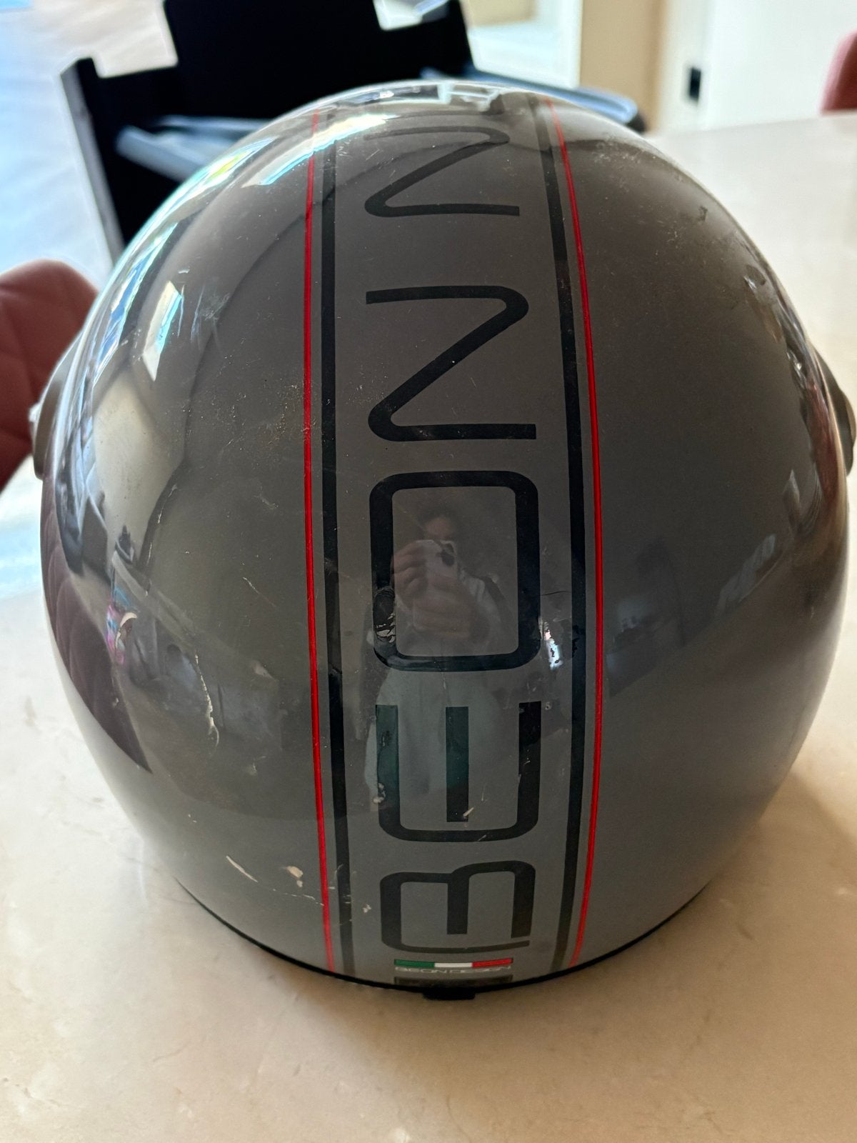 BEON scooterhelm maat M - Grijs, Fietsen en Brommers, Brommerhelmen, Ophalen, Gebruikt, Medium