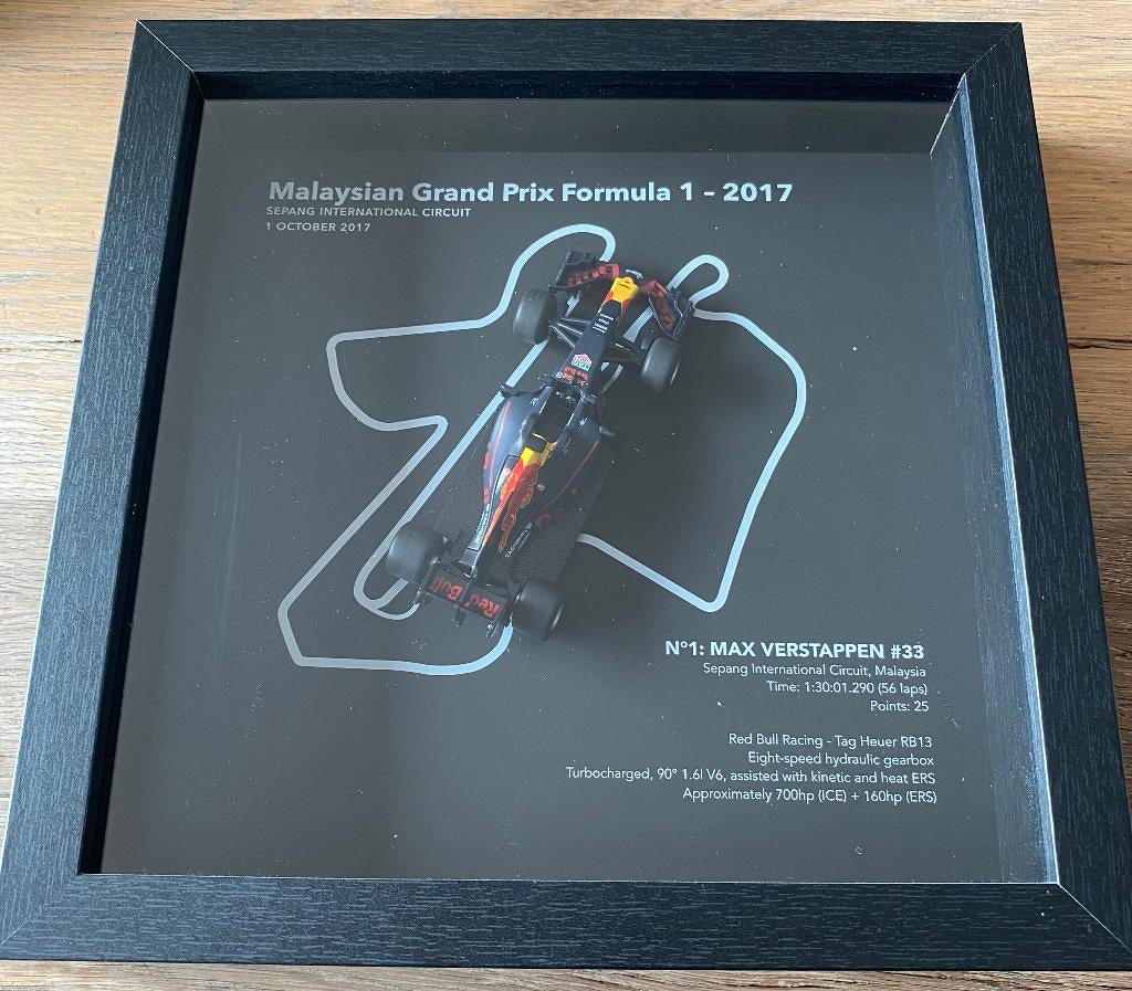 Max Verstappen Frame Winner Malaysian Grand Prix 2017, Ophalen of Verzenden, Nieuw, Formule 1