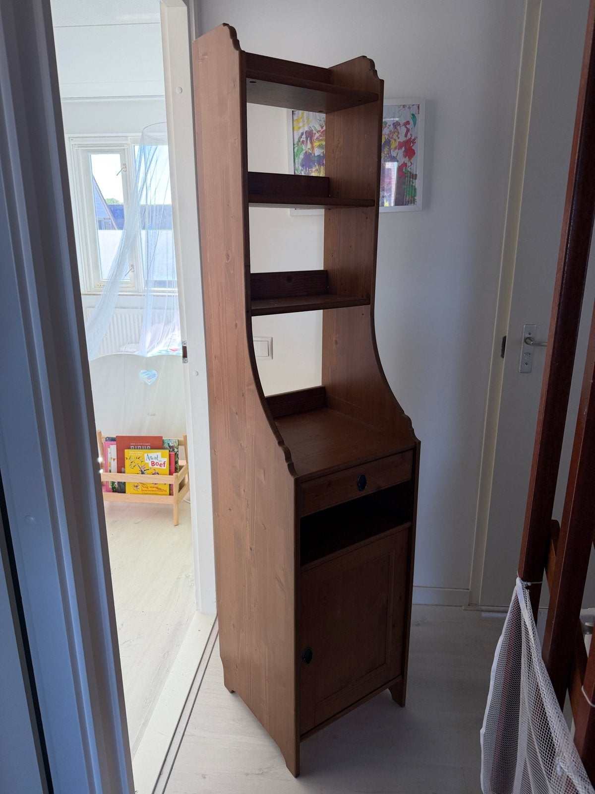 IKEA LEKSVIK hoge kast babykamer – massief grenen – 184 cm, Ophalen, Gebruikt