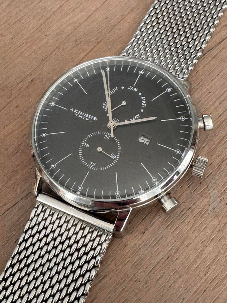 AKRIBOS XXIV AK685SSB Herenhorloge, Sieraden, Tassen en Uiterlijk, Horloges | Heren, Overige merken, Gebruikt, Staal, Polshorloge