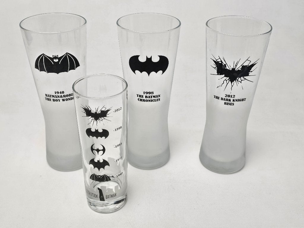 # Batman Evolution Glazen Set van 4, Ophalen of Verzenden, Gebruikt, Frisdrankglas