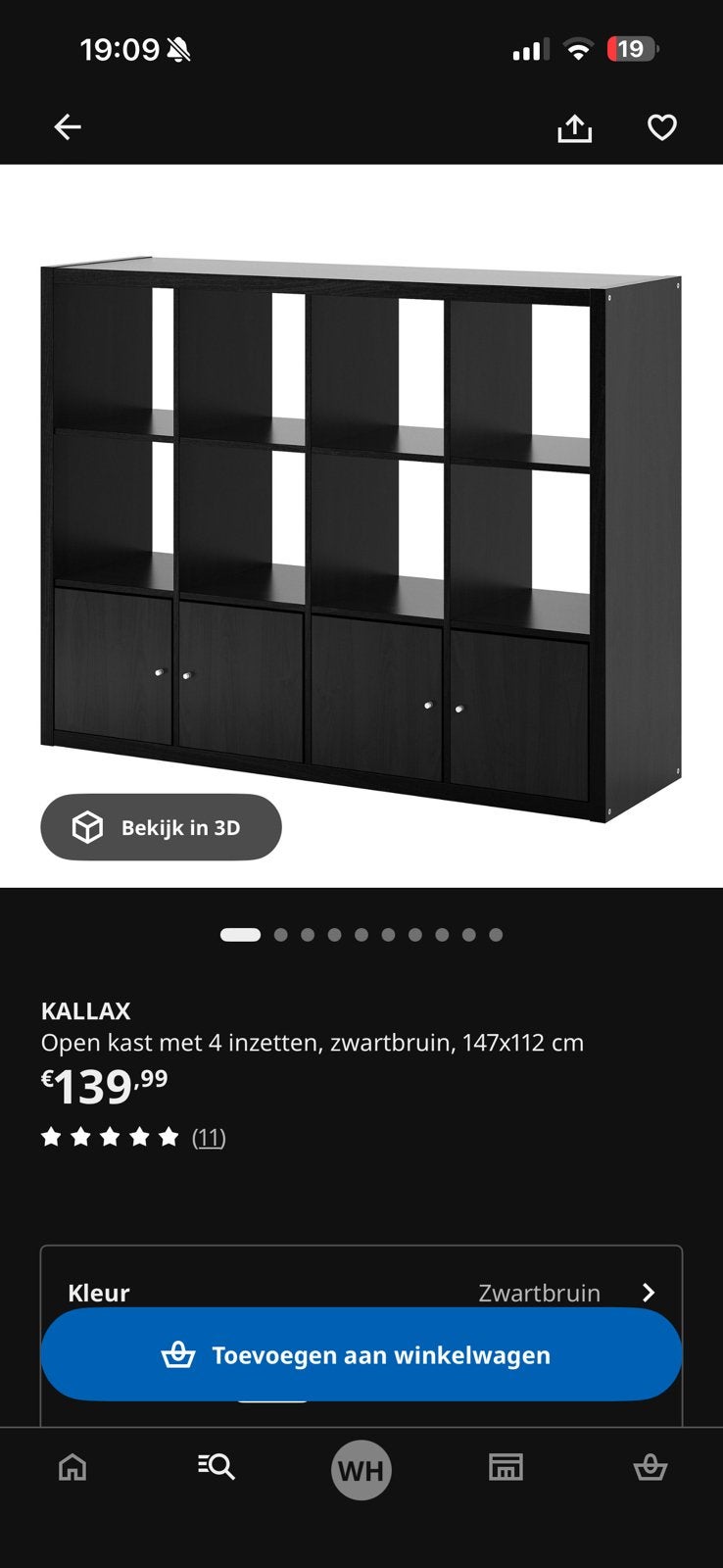 Kallax kast, Huis en Inrichting, Ophalen, Zo goed als nieuw, Minder dan 150 cm, Minder dan 100 cm
