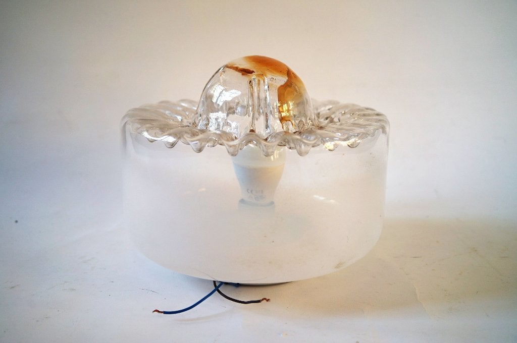 mid century vintage space age plafondlamp glas oranje Italy, Huis en Inrichting, Lampen | Plafondlampen, Ophalen of Verzenden