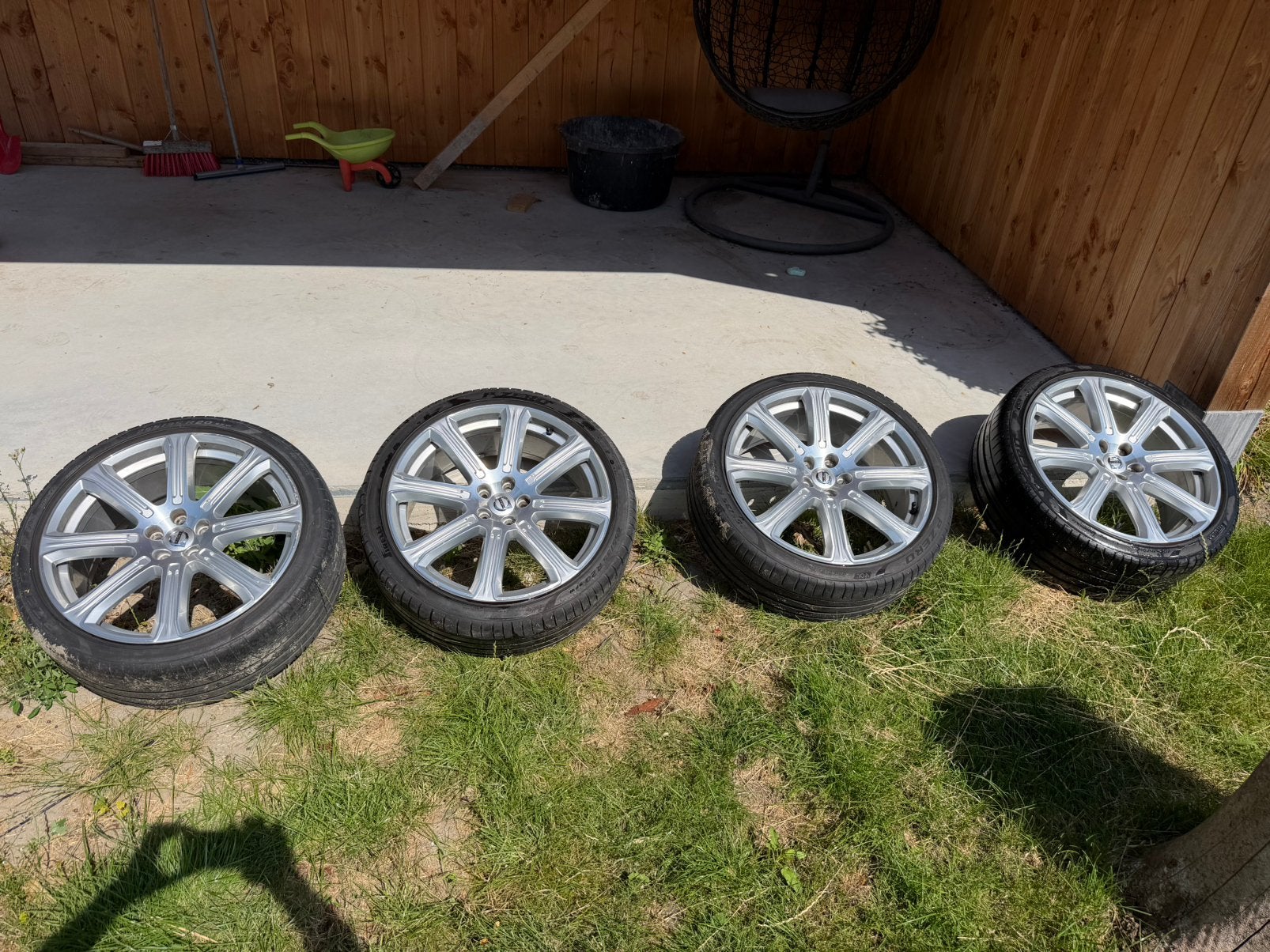 Aluminium velgenset "8-spaaks Silver Diamond Cut" 8,5 x 20", Ophalen, Zomerbanden, Velg(en)