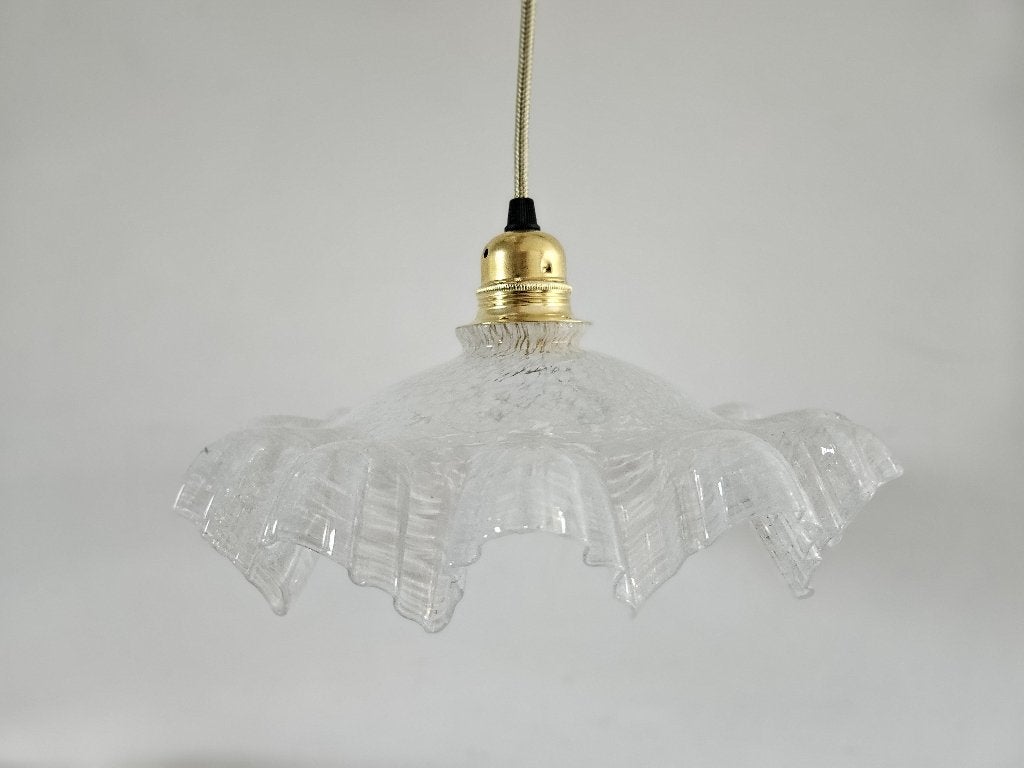 Hanglamp met wit wolkjes glas, Huis en Inrichting, Lampen | Hanglampen, Ophalen of Verzenden, Glas