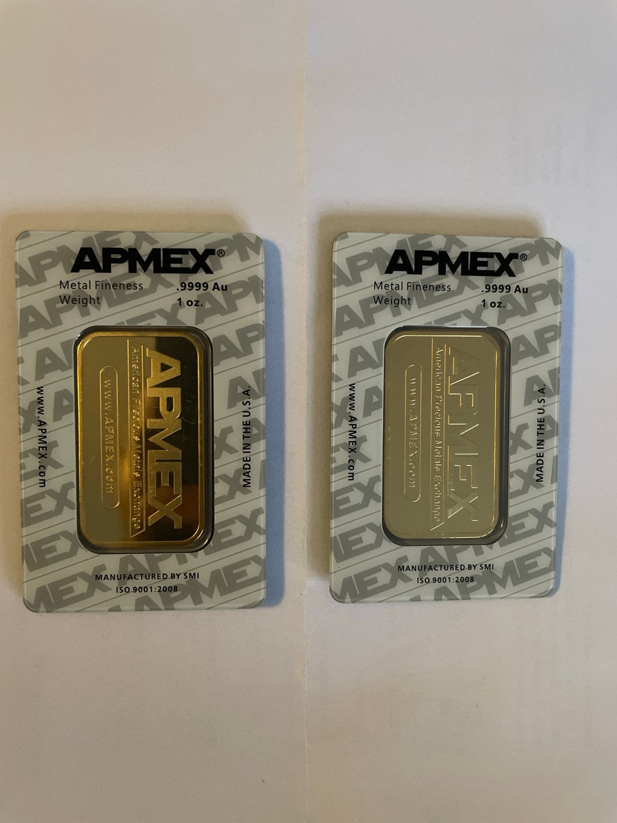 2x APMEX 1 Troy Ounce .9999 Fijn Goud Baar, Ophalen of Verzenden, Goud