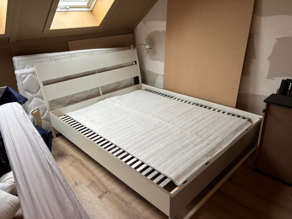 Ikea trysil bed 160x200 - wit, Ophalen, Gebruikt, Wit, Tweepersoons