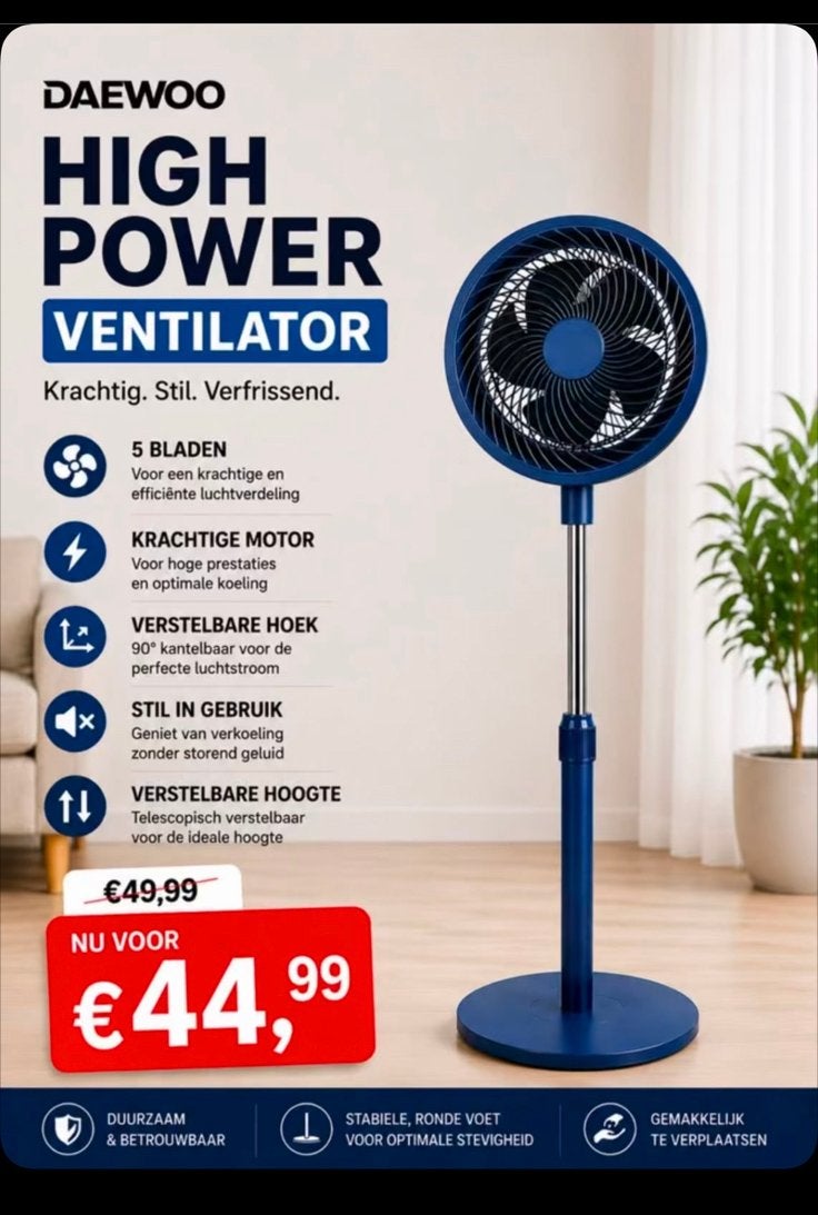 Daewoo power Ventilator, Ophalen of Verzenden, Nieuw, Statiefventilator