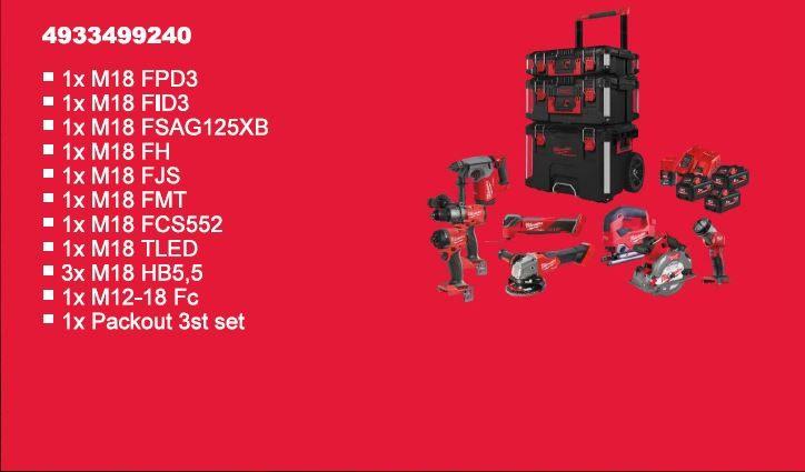 Milwaukee combiset M18 FPP8E-553P, Doe-het-zelf en Verbouw, Gereedschap | Boormachines, Ophalen, Nieuw, 600 watt of meer, Boor- en Schroefmachine