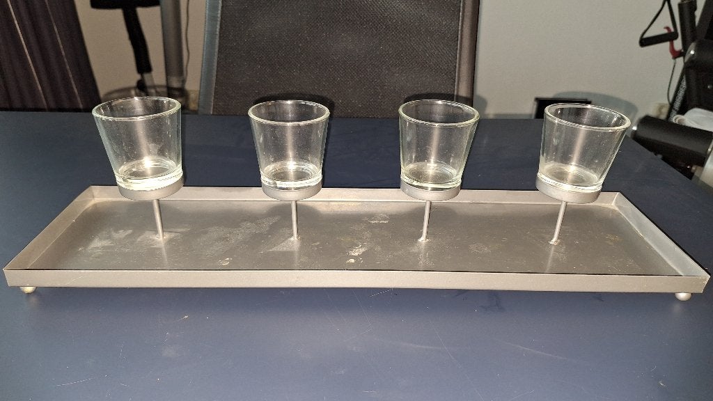 Te koop theelichthouder voor 4 waxinelichtjes, Ophalen, Gebruikt, Waxinelichthouder, Metaal