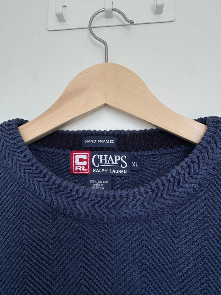 Chaps Ralph Lauren Trui XL Blauw Visgraat Patroon, Kleding | Heren, Truien en Vesten, Ophalen of Verzenden, Zo goed als nieuw