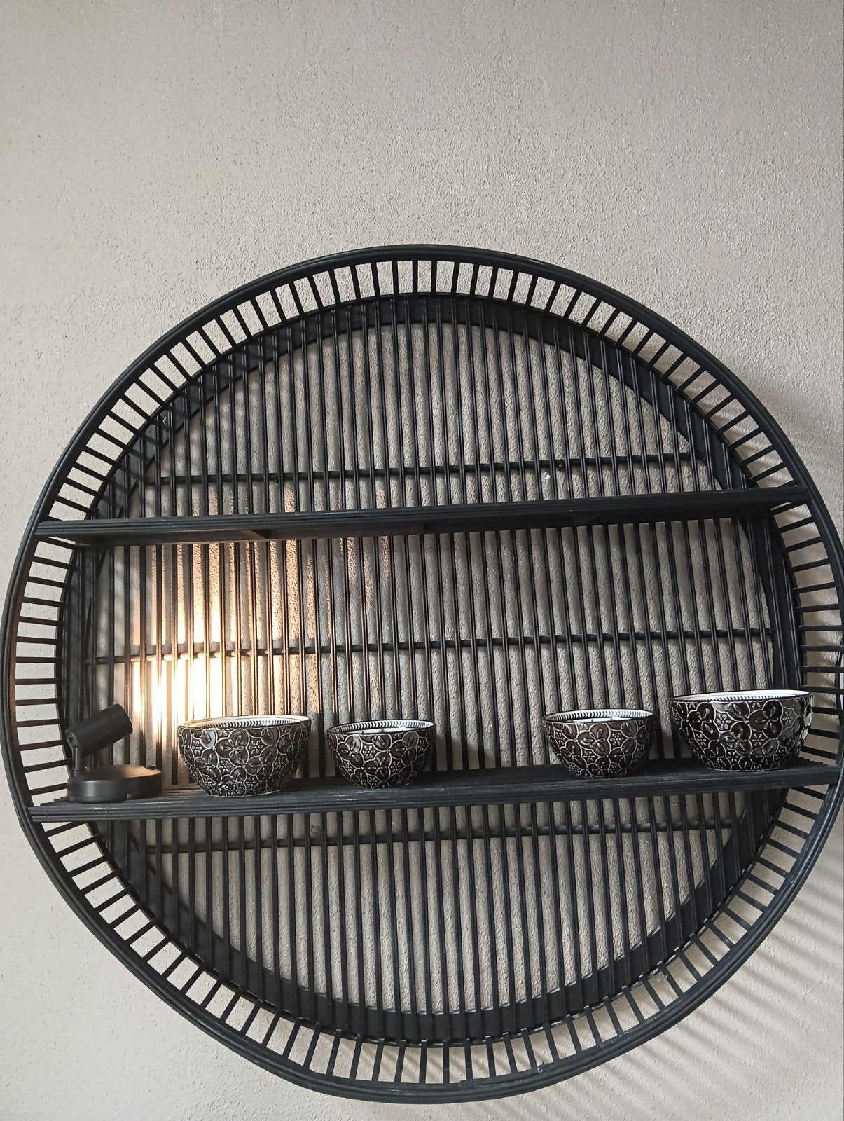 wandrek rotan/bamboe 75cm bij 12.5 diep, Ophalen, Gebruikt, Zwart, Natuurlijk materiaal