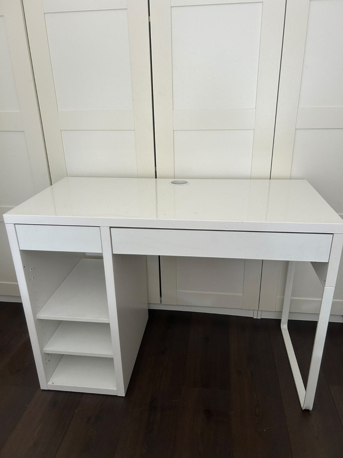 Wit IKEA bureau met lades en opbergruimte, Ophalen, Gebruikt, Spaanplaat of MDF, IKEA