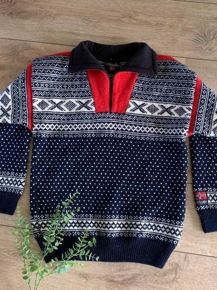 Nordlys of Norway wollen trui S M wool jumper, -, Blauw, -, Nieuw