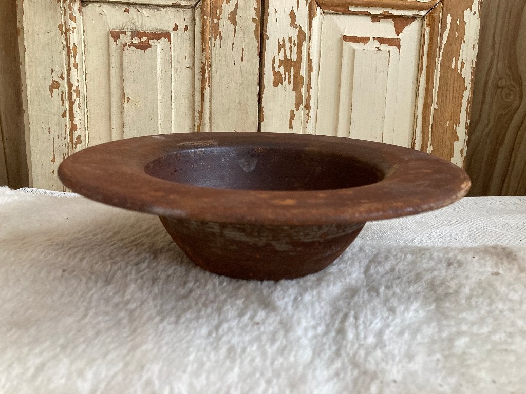 Brocante oud rond ijzeren schaal - kom / roestig, ---, Ophalen of Verzenden, Metaal, ---