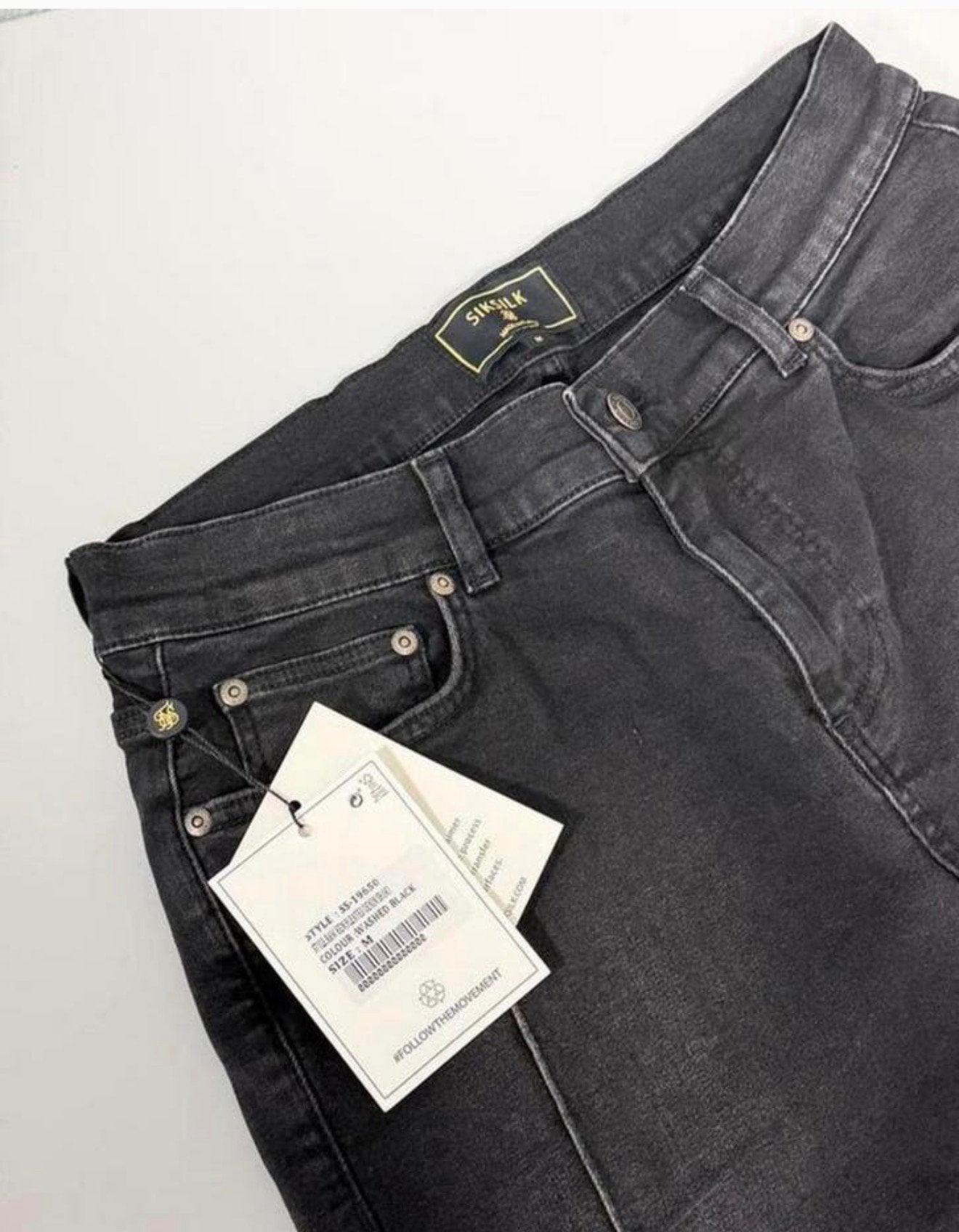 Siksilk raw hem pleated denim short washed black W32 M jeans, Zwart, Nieuw, W32 (confectie 46) of kleiner, Ophalen of Verzenden