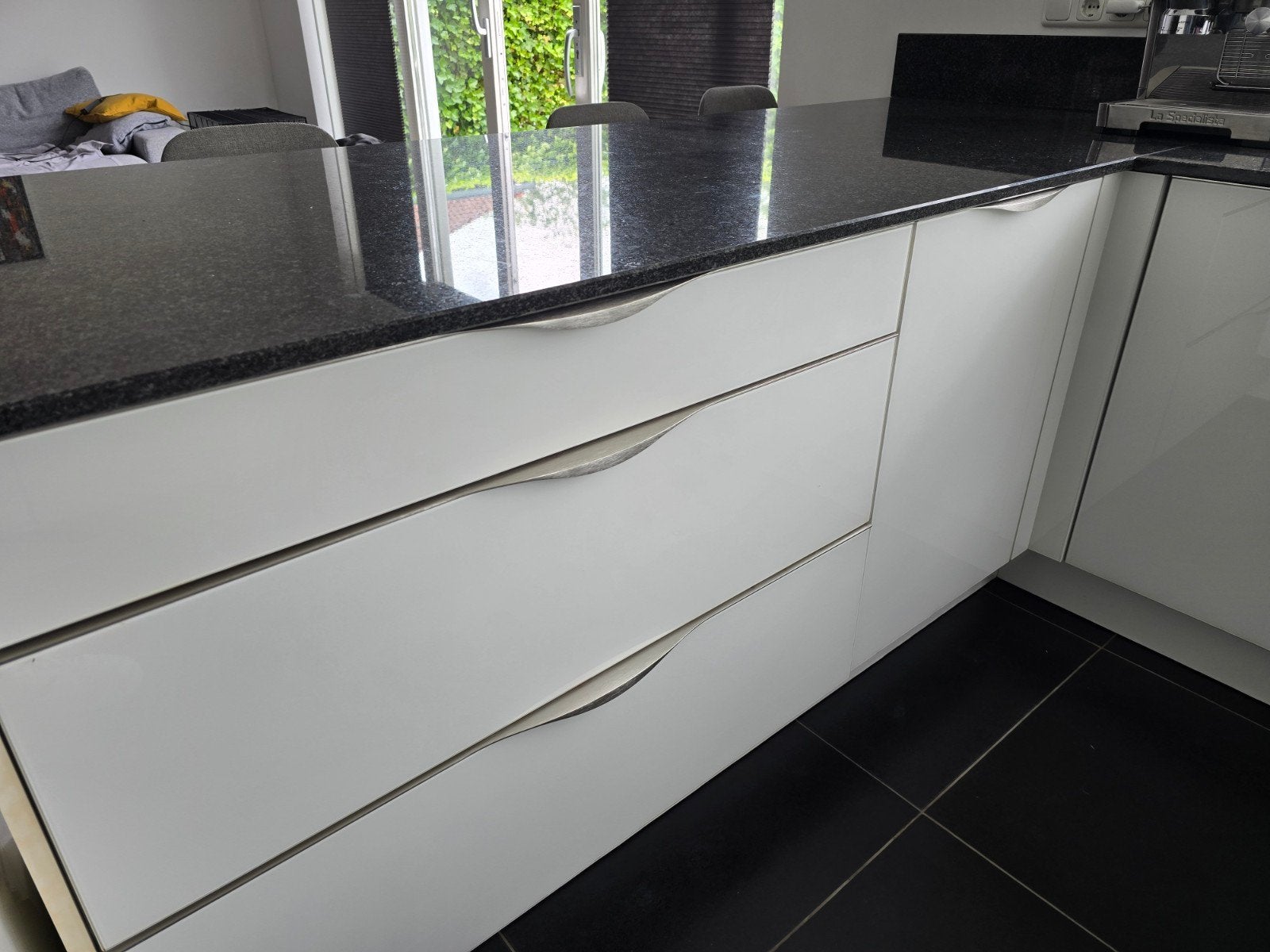 Bar keuken of kookeiland graniet 220x90, Draaibaar, 60 tot 90 cm, Ophalen of Verzenden, 3 krukken