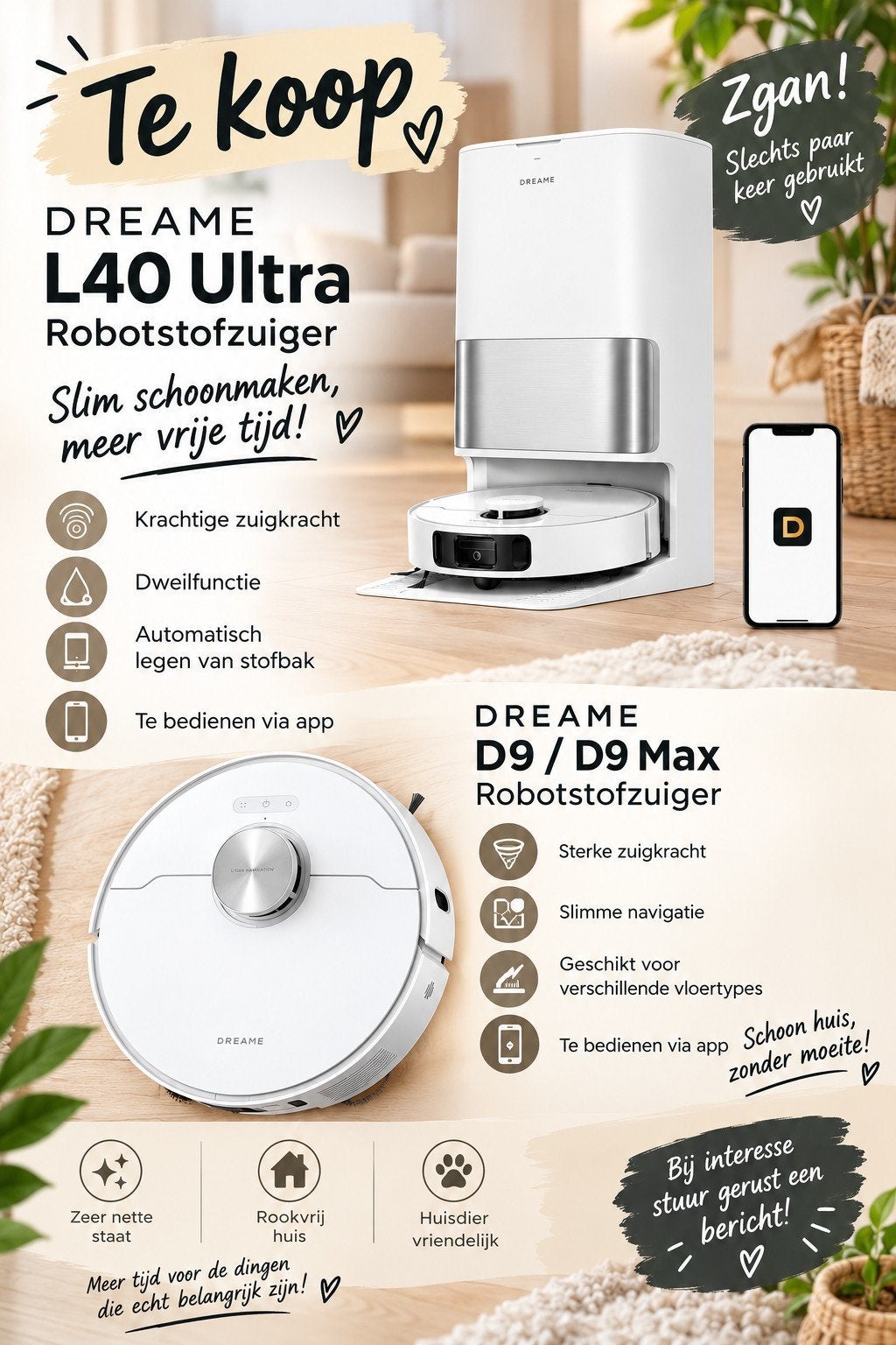 Dreame L40 Ultra Robotstofzuiger - Zgan!, Regelbare zuigkracht, Dreame, Ophalen of Verzenden, Zo goed als nieuw