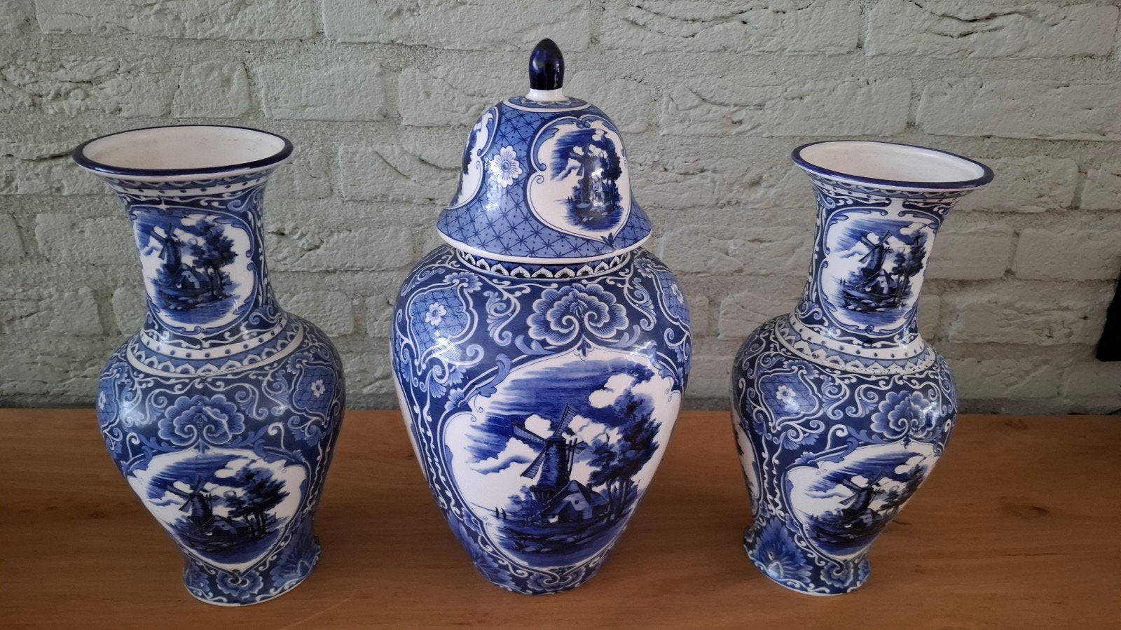 Prachtig Delfts Blauw vazen set - geen beschadigingen, Ophalen of Verzenden