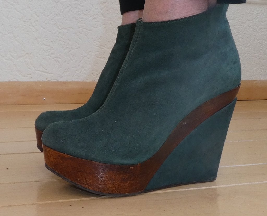 VINTAGE Smania enkellaarzen maat groen suede hout sleehak, Kleding | Dames, Verzenden, Lage of Enkellaarzen, Zo goed als nieuw