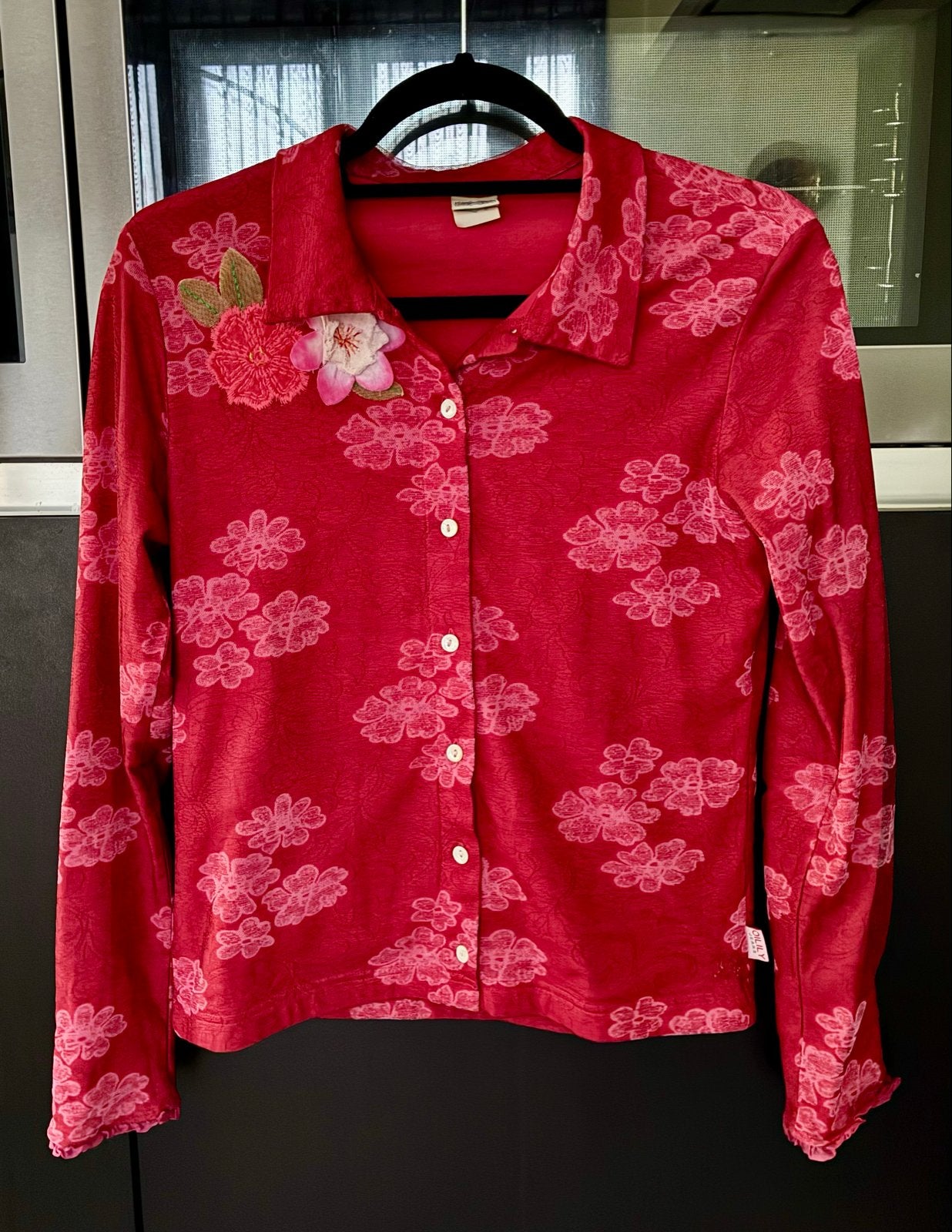 Oilily Blouse met Bloemenprint en Applicaties, Kleding | Dames, Ophalen of Verzenden, Zo goed als nieuw, Maat 36 (S), Rood