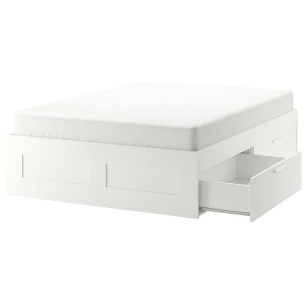 Brimnes bed IKEA 160 breed met lades moet weg, Huis en Inrichting, Slaapkamer | Bedden, Ophalen, Gebruikt, Wit, 200 cm