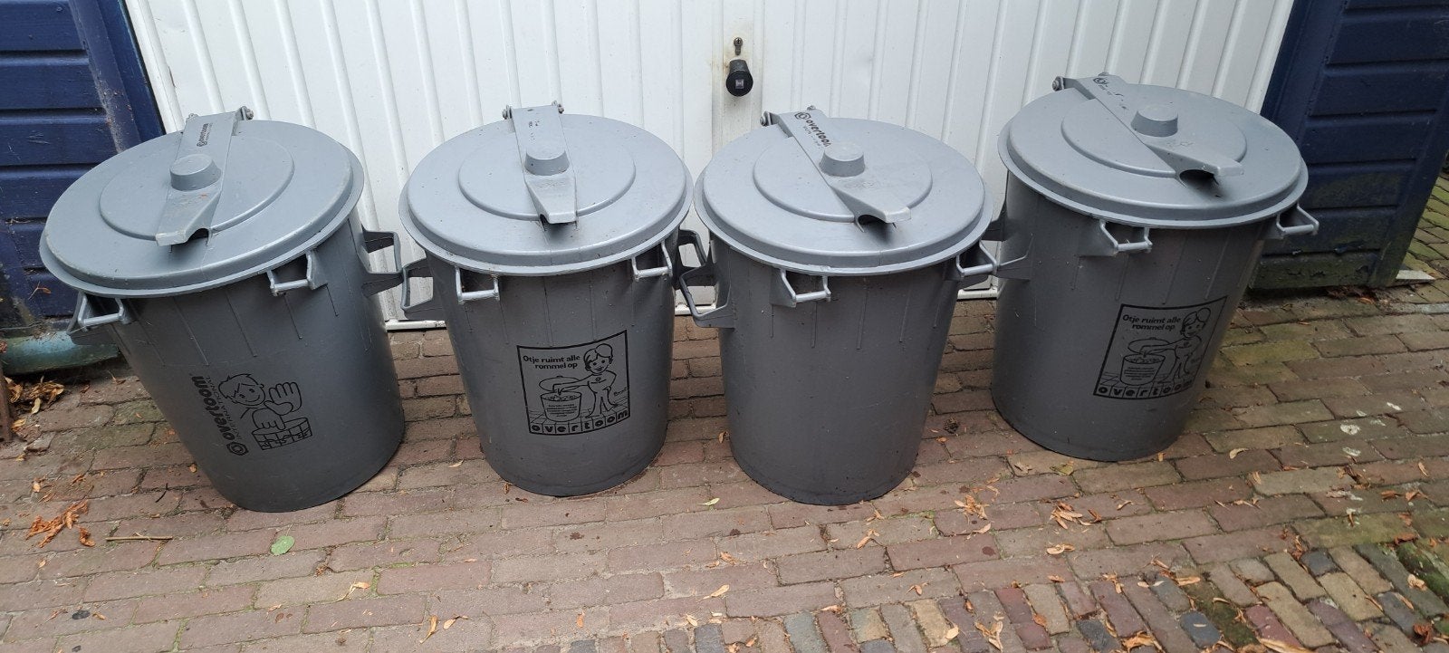 Afvalbakken Overtoom - Set van 4, Ophalen, 50 – 75, Kunststof, Gebruikt