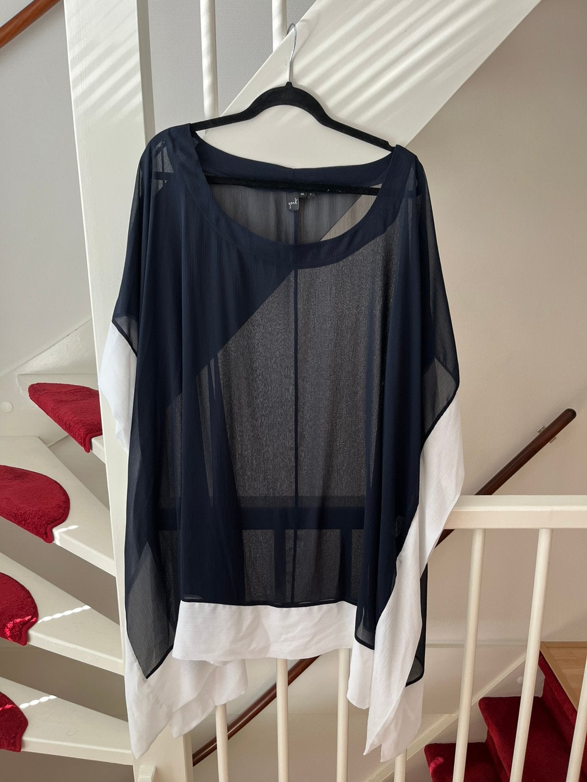Yoek kaftan tuniek 52 t/m 58, Verzenden, Zo goed als nieuw, Zwart, Blouse of Tuniek